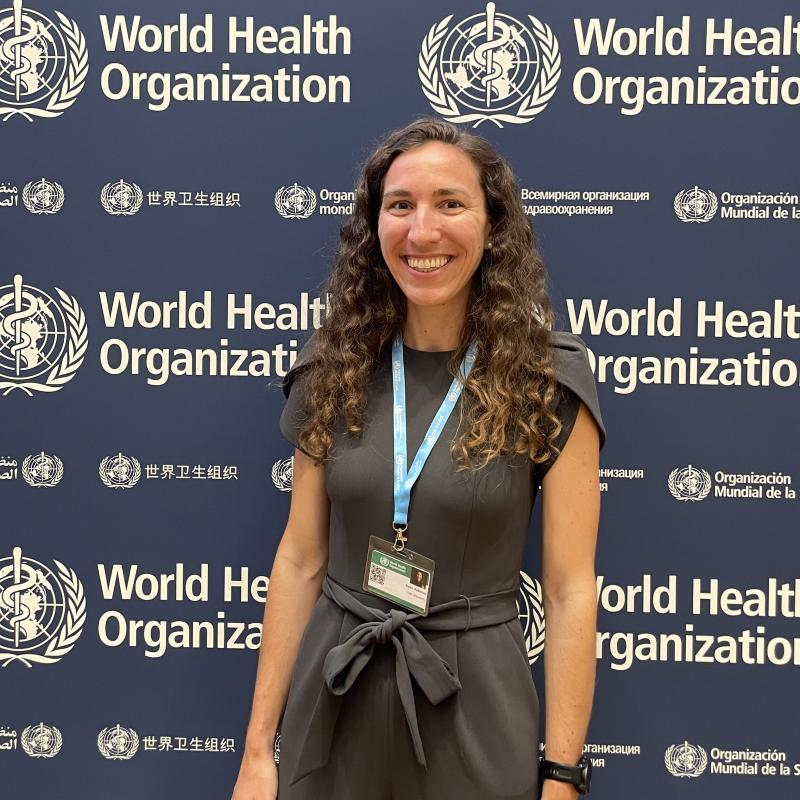 Becky Byler at a meeting of the World Health Organization in Geneva