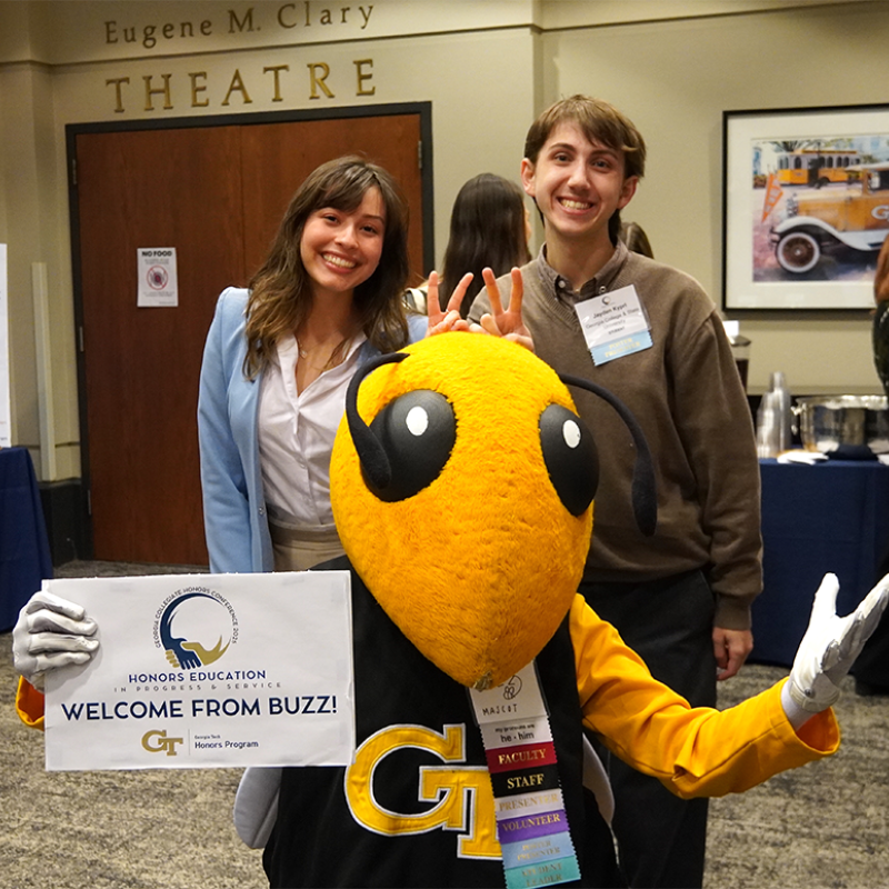 Buzz and students at the 2025 GCHC conference. Buzz and students at the 2025 GCHC conference.